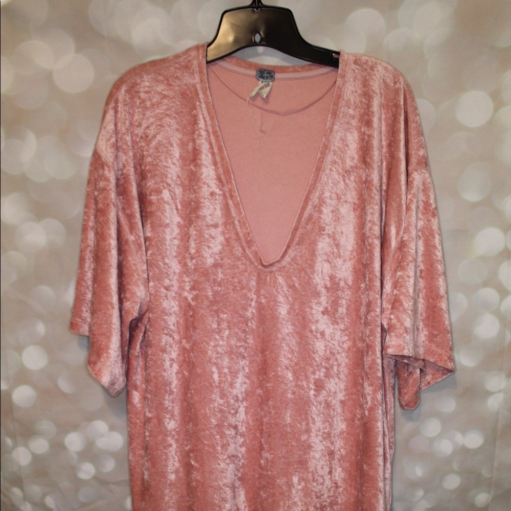 We the Free Crushed Velvet Pink Top Dress